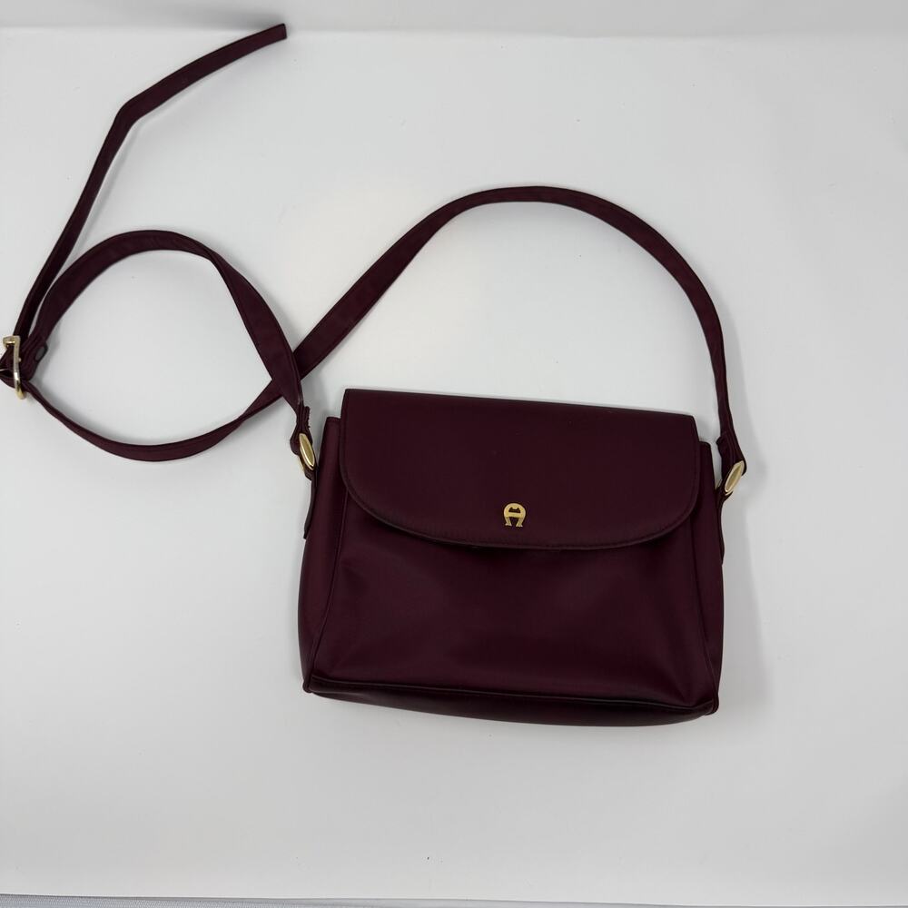 Etienne Aigner Burgundy Crossbody Shoulder Bag with Gold Accent